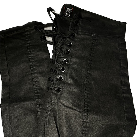 XS Black Urban Outfitters pants. Leather/Jean material BRAND NEW 😍 🚫🚬 or 🐶 - Picture 4 of 5